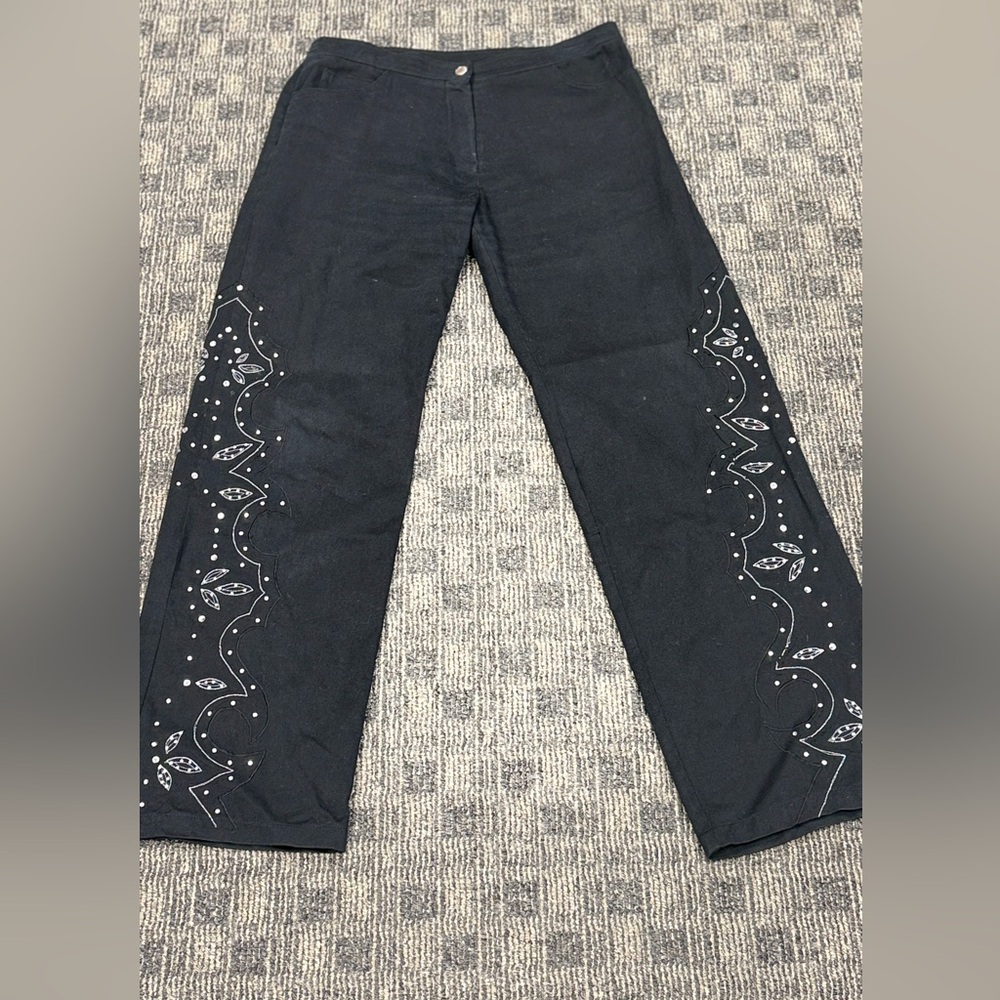 Haven Bleu  Sz‎ M Embellished Black Pants